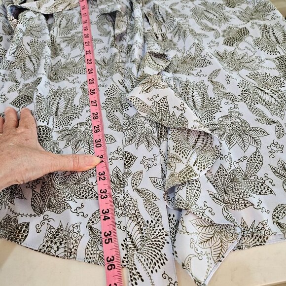 Cinq A Sept Charley Long Sleeve Botanical Dress Ruffle Detail Size 10 Blue - Picture 14 of 14